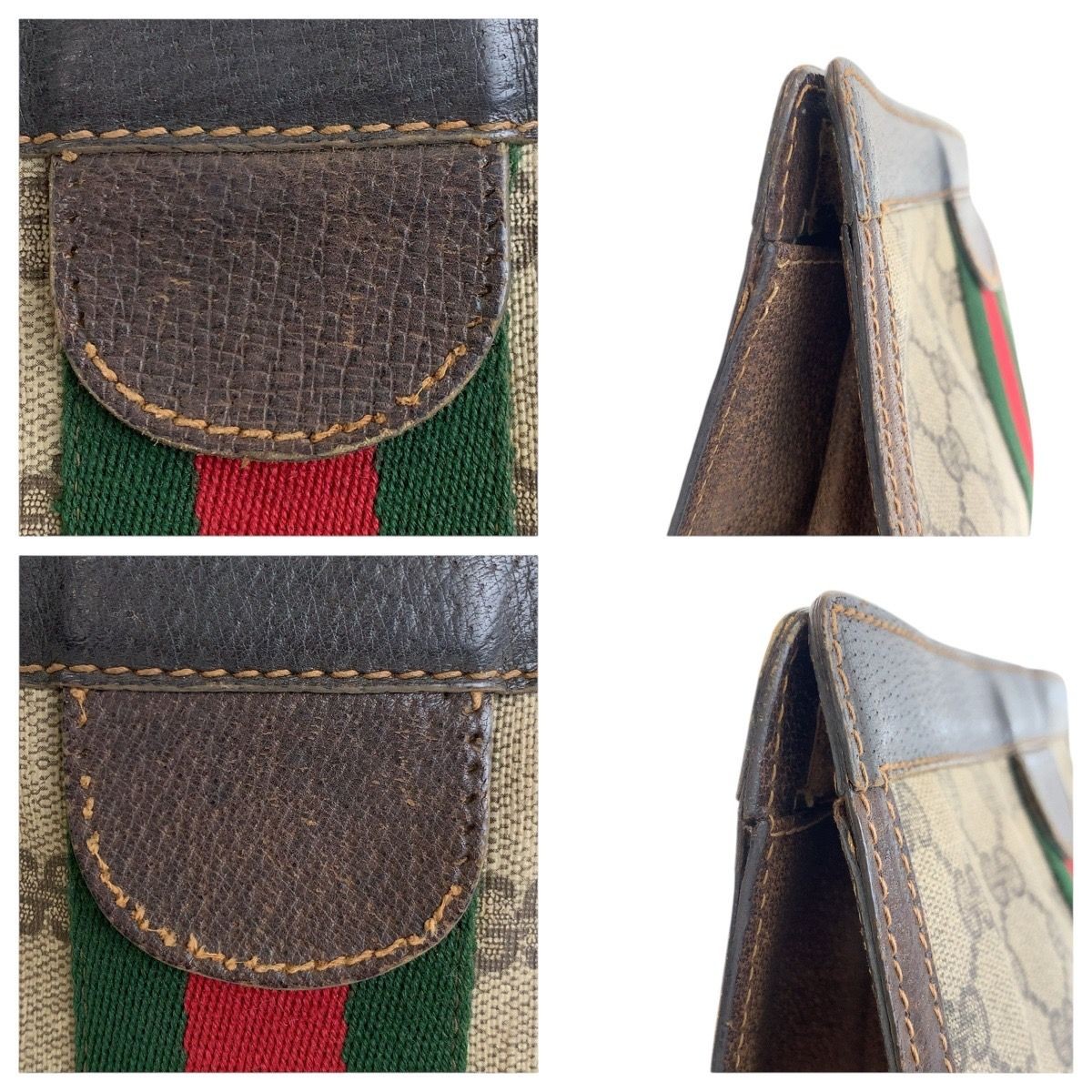 GUCCI Vintage Sherry Line Beige GG Supreme Canvas Clutch Bag for Women thumbnail 6