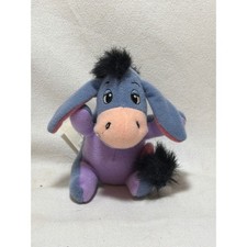 Vintage 1999 Mattel Disney Eeyore Plush Bean Bag Toy 5 Inch Blue Purple Donkey
