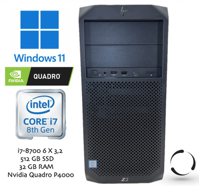 HP Z2 G4 Tower PC i7-8700 6 X 3,2 GHz 32 GB RAM 512 GB SSD Nvidia P4000 WIN 11