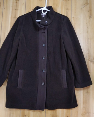J Jill Jacket Womens LPet Coat Fleece Pockets Teddy Bear Soft Chocolate Brown