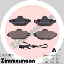 Front Axle Zimmermann 21436.170.1 Brake Pad Set, Disc Brake for Fiat, Ford,