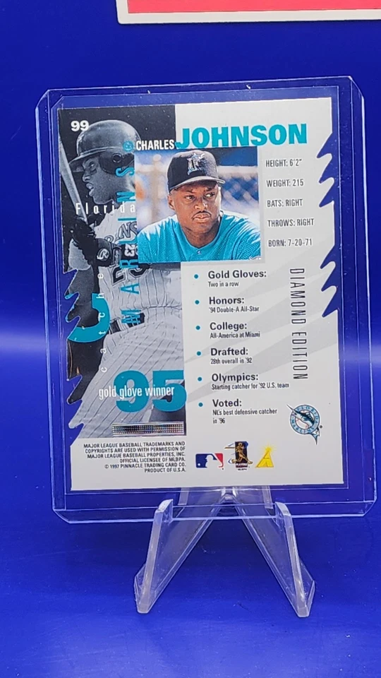 Pinnacle Inside Diamond Edition 1997 troquelado #99 Charles Johnson Florida Marlins Foto 2 de 2