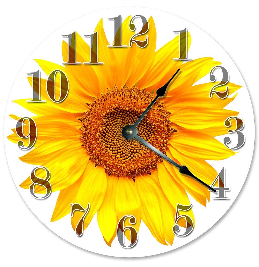 Sugar Vine Art Yellow Sunflower Clock Large 10.5 Wall Clock 