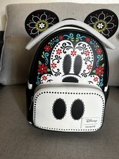 Loungefly Disney Minnie Mouse Sugar Skull Floral Mini Backpack Black/White