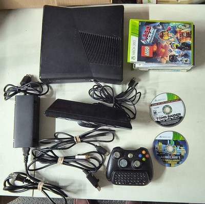 Xbox 360 Slim, Kinect Bar, Chatbox Controller And 10 Games All Working 