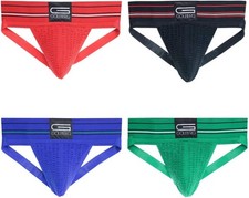 Golberg Athletic Supporters   4 Pack in X-Large, Black/Red/Blue/Green