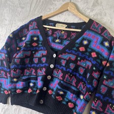Vintage Womens LL Bean 100 Pure Wool Sweater Size M Cardigan