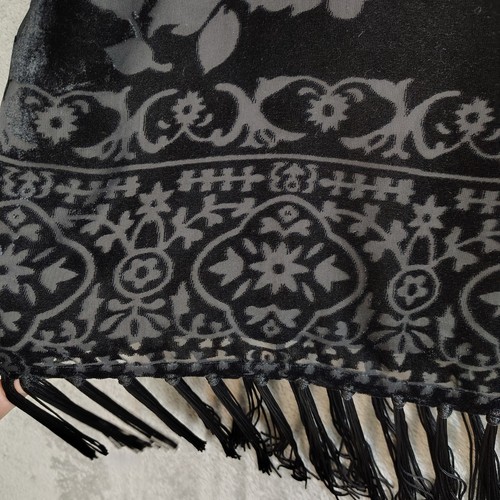 Vintage Velvet Burnout Skirt Womens Plus 24W String Fringe Tassels Whimsigoth - Picture 4 of 11