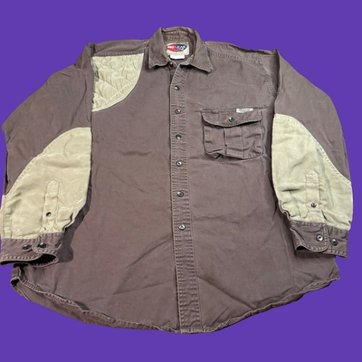 #ad Wrangler Pro Gear Mens Large Padded Button Down Shirt Long Sleeve Brown Beige $9.68
