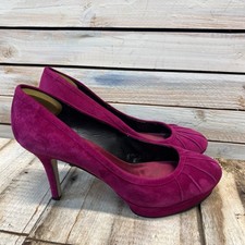 Vintage Nine West Suede Platform Heels Pink Magenta Pump Dress Shoe Y2K Party8