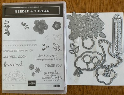 Stampin  Up!  Needle and Thread Stamp & Die Bundle - sewing, get well, birthday