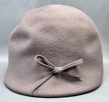 Vintage Henry Pollak Glenover Tan 100 Wool Hat Cloche New York Ribbon USA