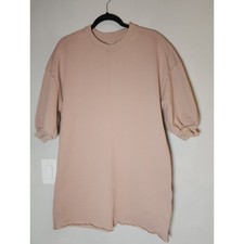 Everlane Organic Cotton Track Short Sleeve Oversized Sweatshirt Dress Fawn Tan M