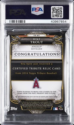 レア 2016 Topps マイク・トラウト 切手レリック CSG 9.5 初見:マイク・トラウトのカバーアスリートのサインカード✍️ 元
