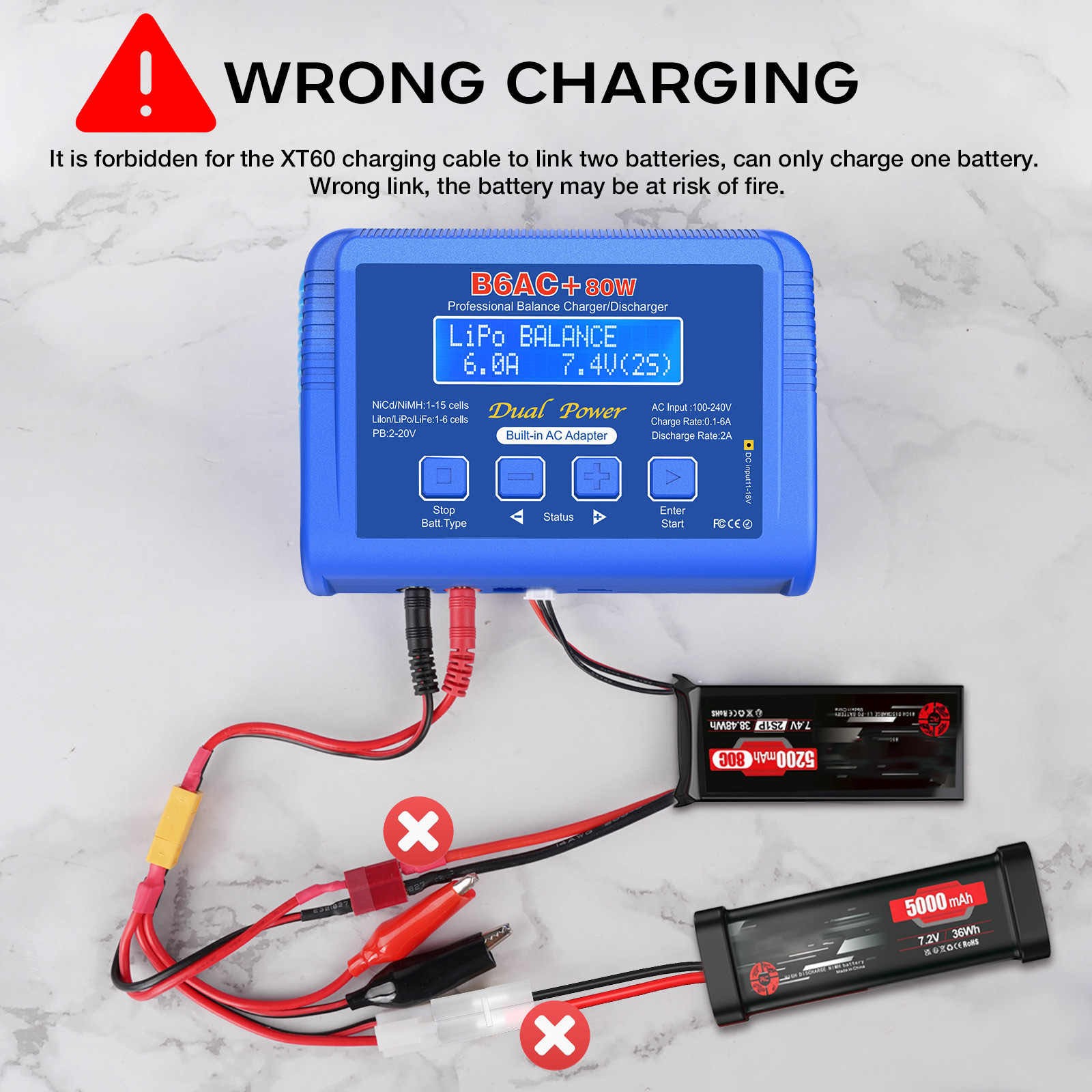 B6AC 80W Balance Charger 6A Lipo Battery Charger Discharger Durable Design thumbnail 10