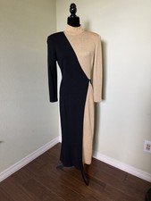 St. John Collection by Marie Gray Colorblock black and gold Knit Sheath Dress 8