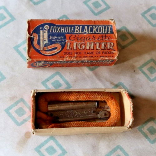 Vintage Foxhole Blackout Trench Rope Cigarette Lighter Imco Original Box WWII NR