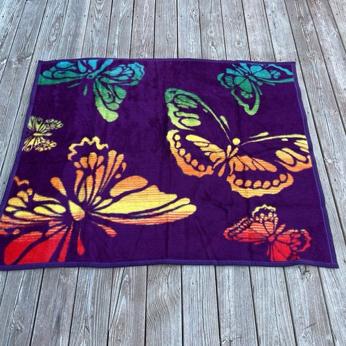 Biederlack of America Blanket Colorful Butterfly Pattern Reversible 59x47 Inches