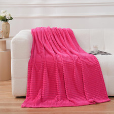 Flannel Fleece Throw Blanket Hot Pink 50" 60",Super Soft Plush Cozy Blanket with