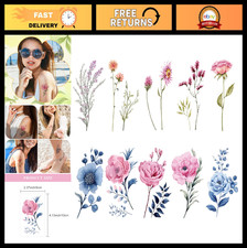 10 Sheets Waterproof Flower Temporary Tattoos for Women  Girls, Long-Lasting Bo