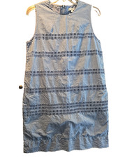GAP Designed & Crafted S Dress Eyelet Blue Cotton Summer Knee Length Lined Shift