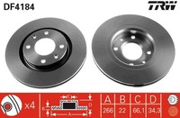 2X TRW DF4184 Bremsscheibe FüR CitroëN Opel Vauxhall Peugeot DS