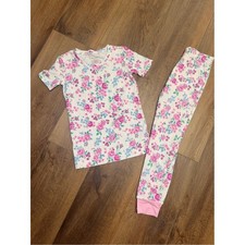 Angel Dear Little Roses Bamboo Pajama Set Girls 5-6Y Pink Floral Quiet Luxury