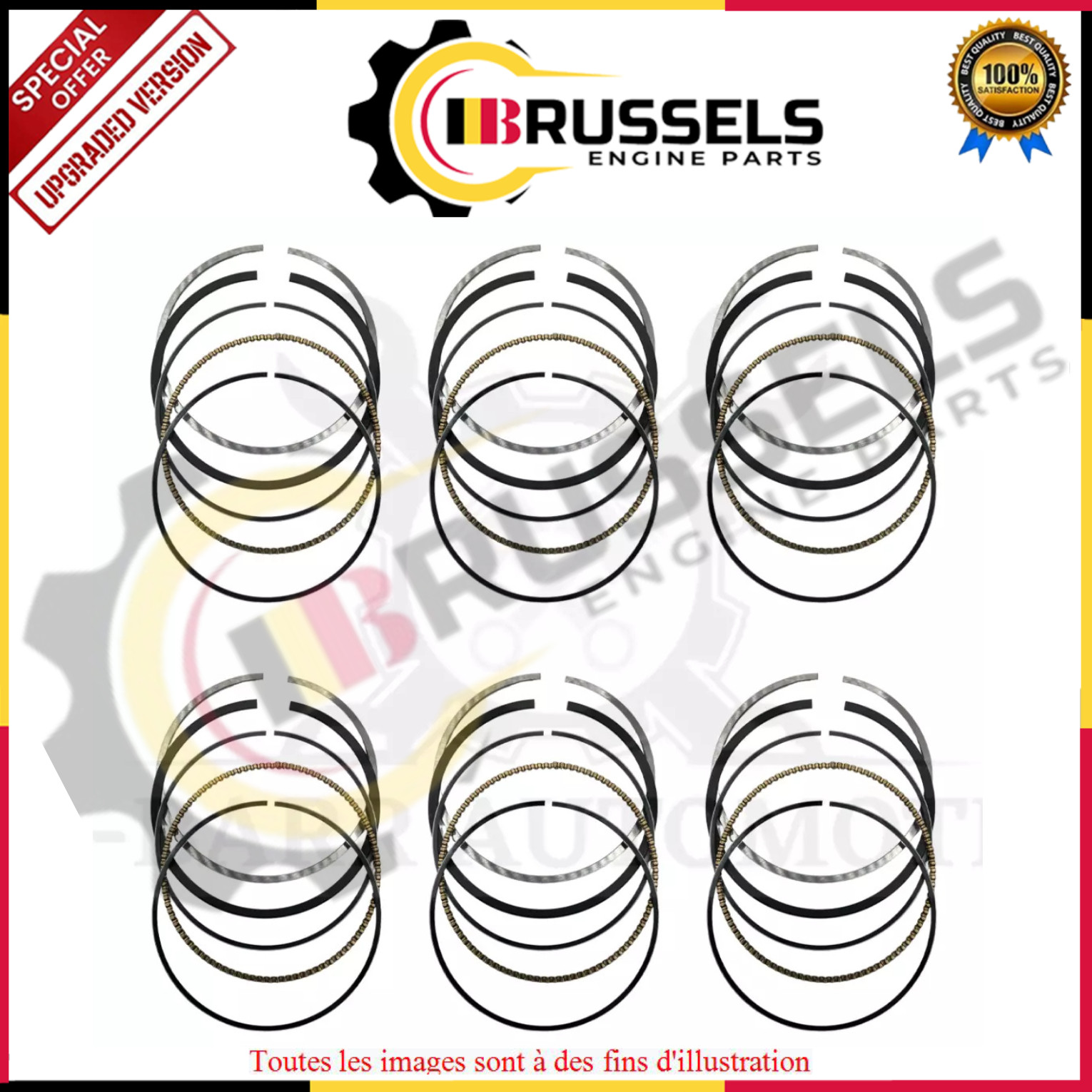 Jeu de segments x6 moteur 306DT Land Rover Range Rover Sport 3.0 TDV6 de haute précision