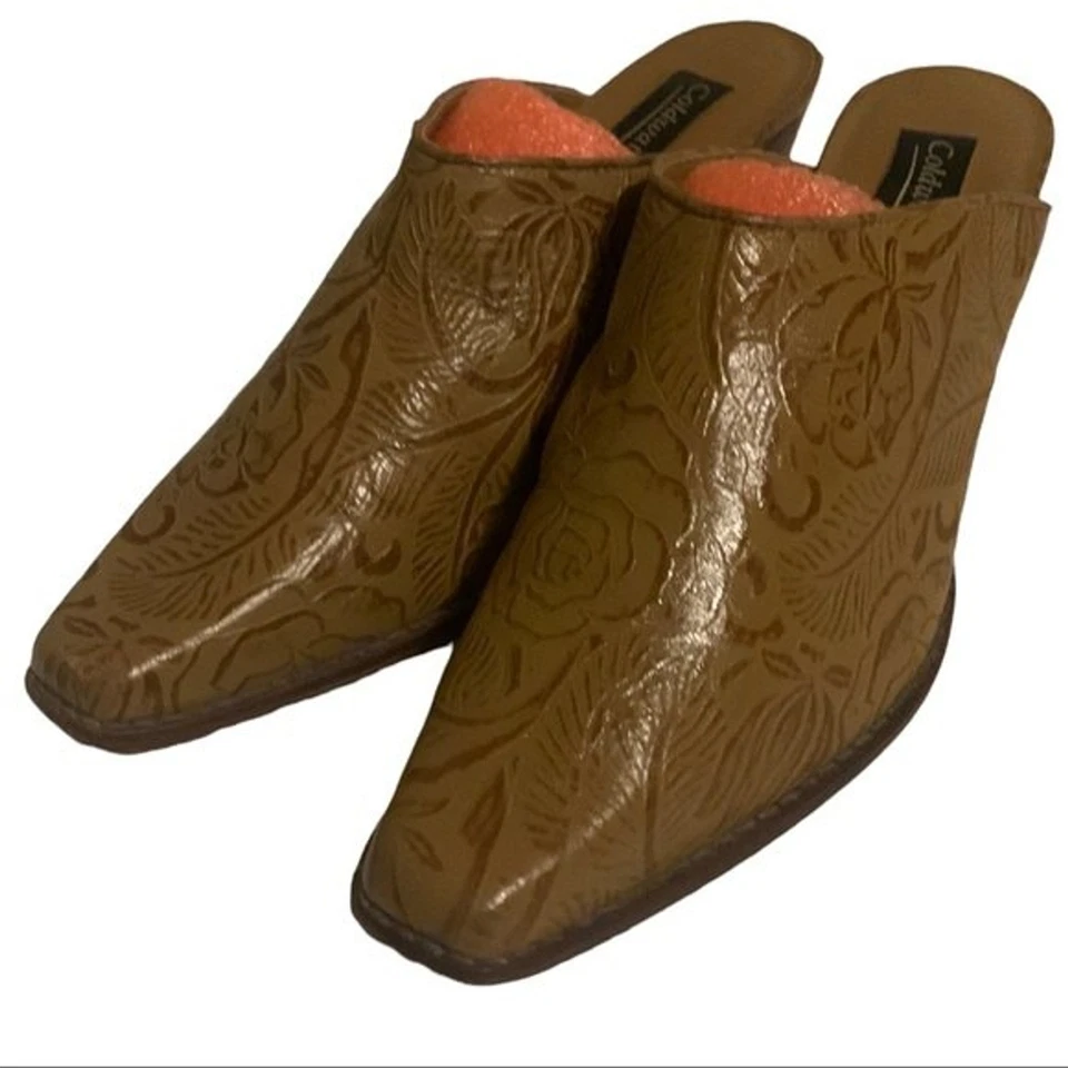 Coldwater Creek Cuero Marrón Western Bota de Vaquero Estilo Mules Talla 8.5M Y2K Boho Foto 2 de 4