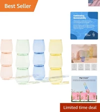 Stylish 14oz Recyclable Wine Glasses - Unbreakable Set of 12 for Any Occasion