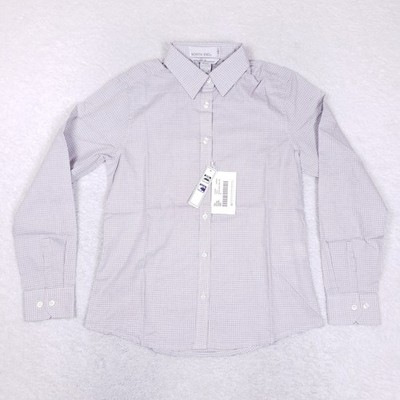North End Women Button Up Shirt S Purple Grid Wrinkle Resistant Workwear