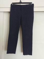 Banana Republic Navy Blue Print Sloan Style Flat Front Pants Women's Size 6