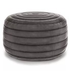 SIMPLIHOME Vivienne Boho Round Pouf in Grey Velvet Footstool Footrest