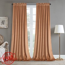 Roslynwood Velvet Peach Curtains 90" Long 2 Panels