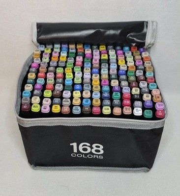 168 Alcohol Markers Set Dual Tip Art Pens  Chisel & Bullet w/ Case for Drawin