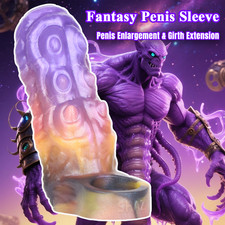 Male Fantasy Penis Sleeve with Ring Silicone Monster Cock Sleeve Girth Extension