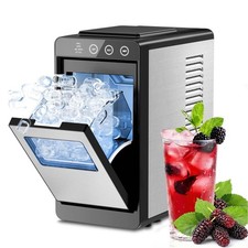 Kismile Countertop Ice Maker, 8 Bullet Cubes in 6 Mins, 26.5lbs in 24Hrs, 2 Ice