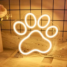 Dog Cat Paw Neon Sign: Paw Print LED Neon Lights for Home Room Wall Decor - U...