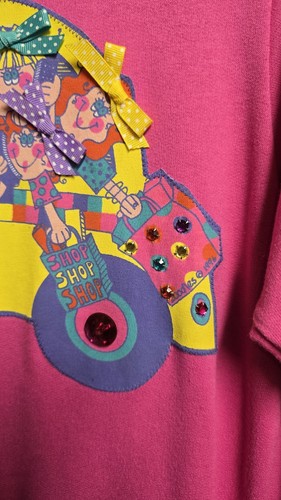 Vtg 90s Zoodles Girls Multicolor Rainbow Pink Long Sleeve Sweater Dress Sz 14 - Picture 7 of 11