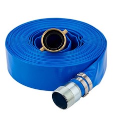 1-1/2" x 100ft PVC Lay Flat Water Pump Discharge Hose with NPT Pin Lug and Ni...