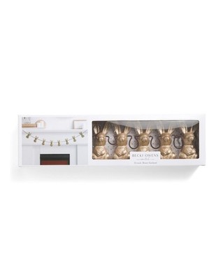 NEW 54'' SWEET! BECKI OWENS GARLAND GOLD RESIN BUNNY RABBITS DECOR