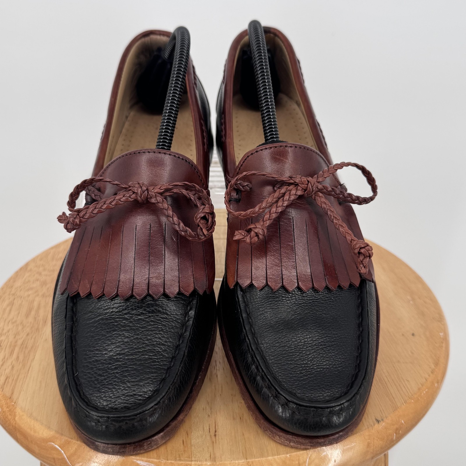 Allen Edmonds Nottingham Shoes Mens 9.5 B Brown Black Kiltie Tassel Loafers USA