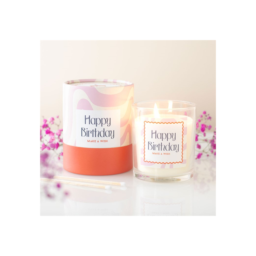 Happy Birthday Vanilla Cake Scented Jar Candle. Birthday Gift For Her.