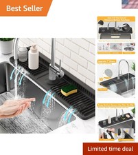 24'' Longer Faucet Mat for Kitchen Sink Splash Guard 7  Slope Fast Self-drain...