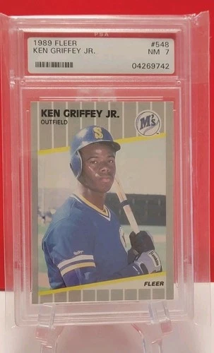 1989 Fleer #548 Ken Griffey Jr. Rookie RC PSA 7 NM
