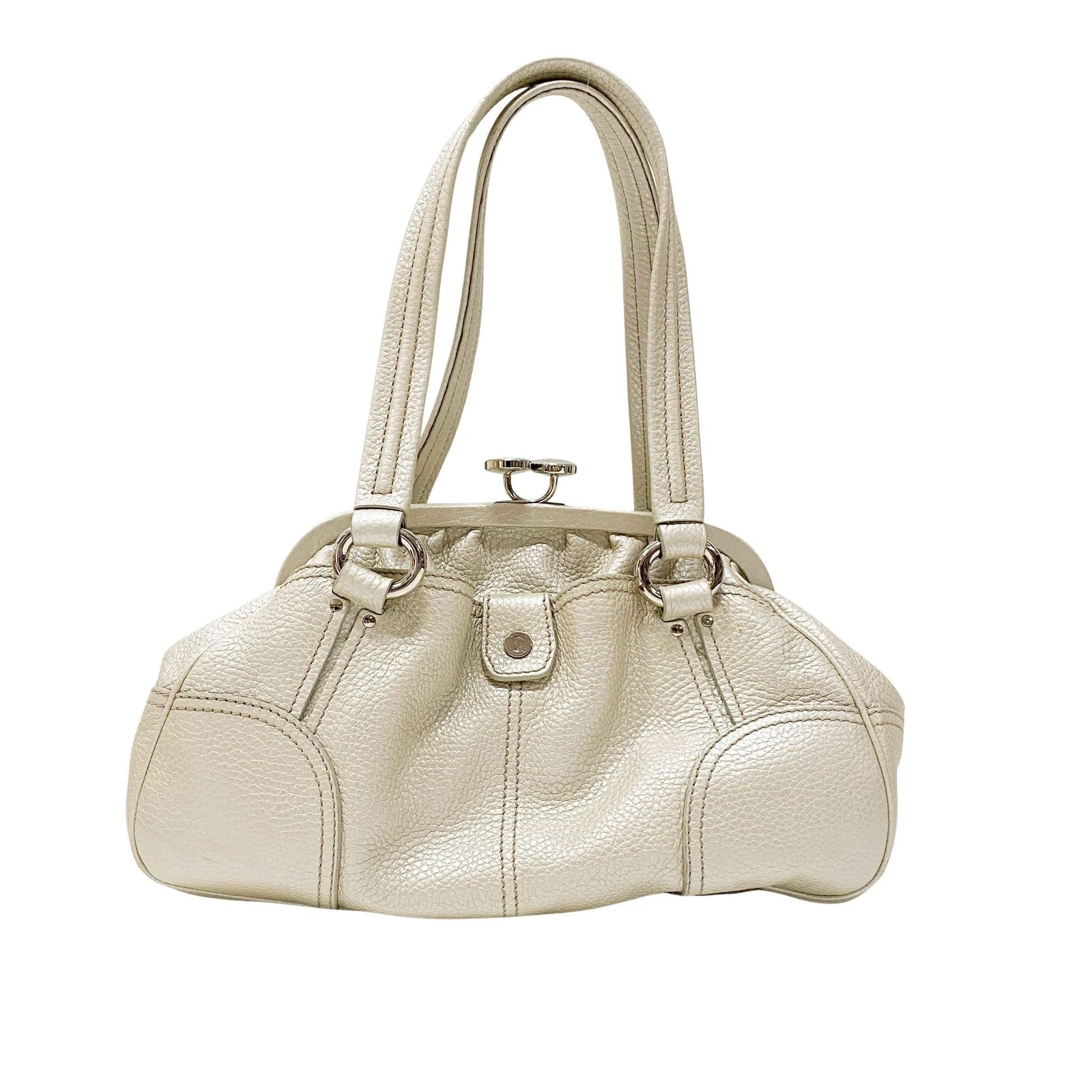 Celine — CELINE Silver Leather Clutch Shoulder Bag