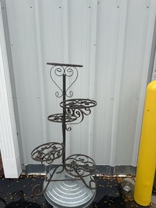 Vintage Wrought Iron 5 Tier Plant Stand Spiral Staircase 38.25"H