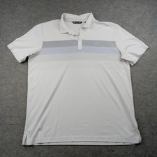 Travis Mathew Polo Shirt Mens 2XL White Stripe Pima Cotton Golf Performance