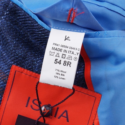 Isaia Slim-Fit 'Capri' Blue Check Wool-Linen-Silk Sport Coat 44R (Eu 54) NWT - Picture 11 of 12