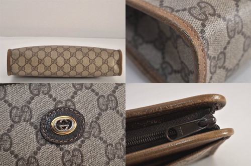 Authentic GUCCI Vintage Clutch Hand Bag Purse GG PVC Leather Brown Junk 9549M - 第 7/10 張圖片